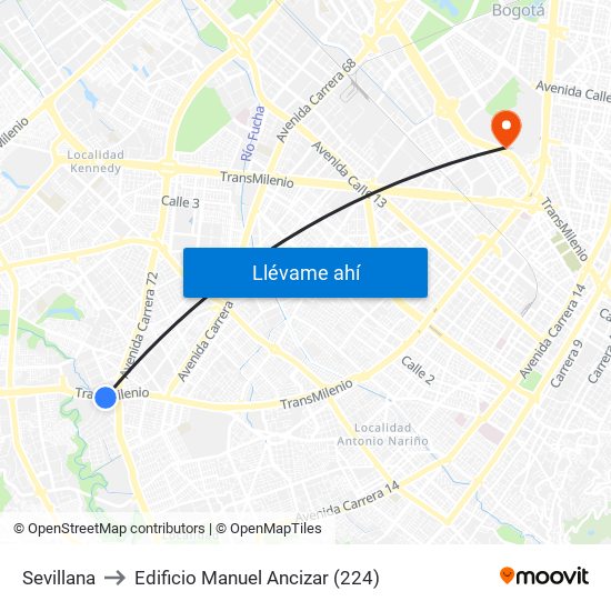 Sevillana to Edificio Manuel Ancizar (224) map