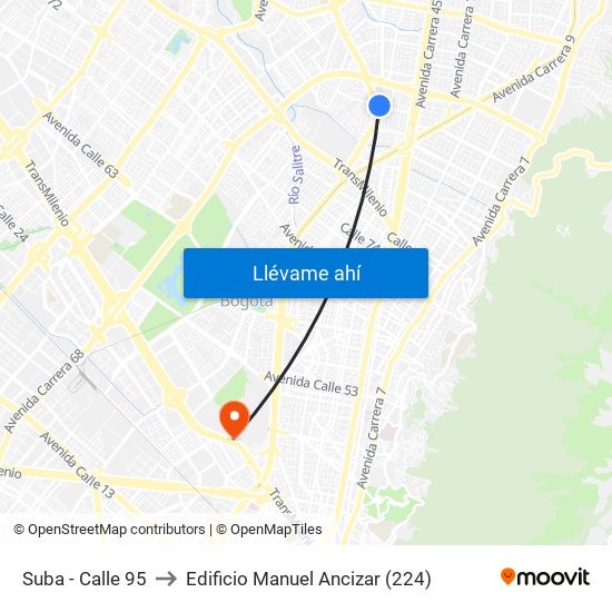 Suba - Calle 95 to Edificio Manuel Ancizar (224) map