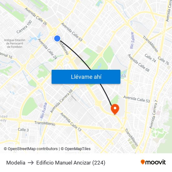 Modelia to Edificio Manuel Ancizar (224) map