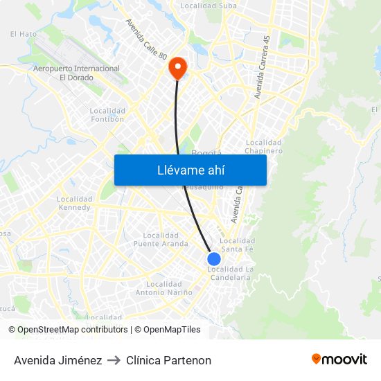 Avenida Jiménez to Clínica Partenon map