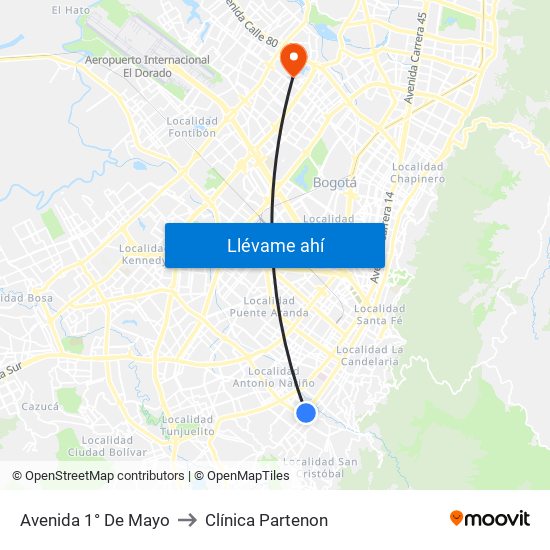 Avenida 1° De Mayo to Clínica Partenon map