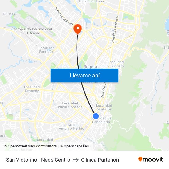 San Victorino - Neos Centro to Clínica Partenon map