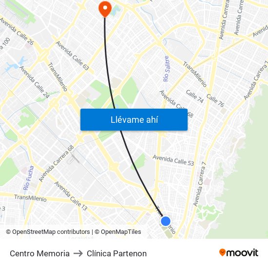 Centro Memoria to Clínica Partenon map