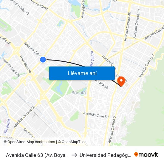 Avenida Calle 63 (Av. Boyacá - Ac 63) (B) to Universidad Pedagógica Nacional map