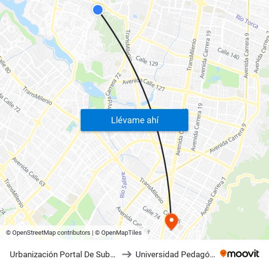 Urbanización Portal De Suba (Cl 137 - Kr 90a) to Universidad Pedagógica Nacional map