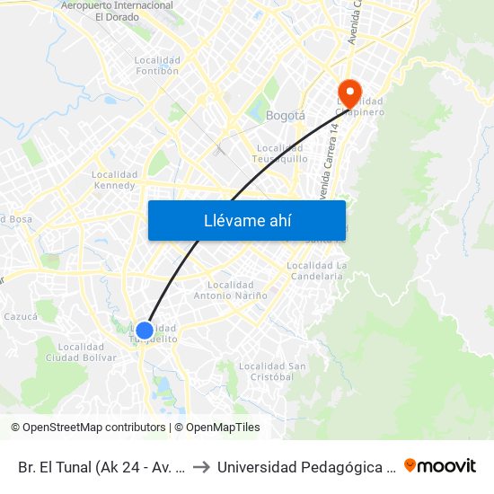 Br. El Tunal (Ak 24 - Av. Boyacá) to Universidad Pedagógica Nacional map