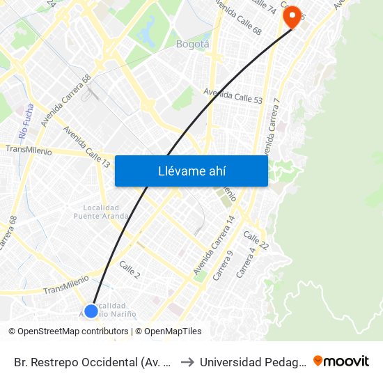 Br. Restrepo Occidental (Av. 1 De Mayo - Kr 26) (A) to Universidad Pedagógica Nacional map