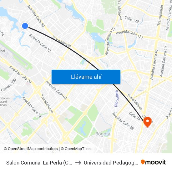 Salón Comunal La Perla (Cl 72f - Kr 111c) to Universidad Pedagógica Nacional map