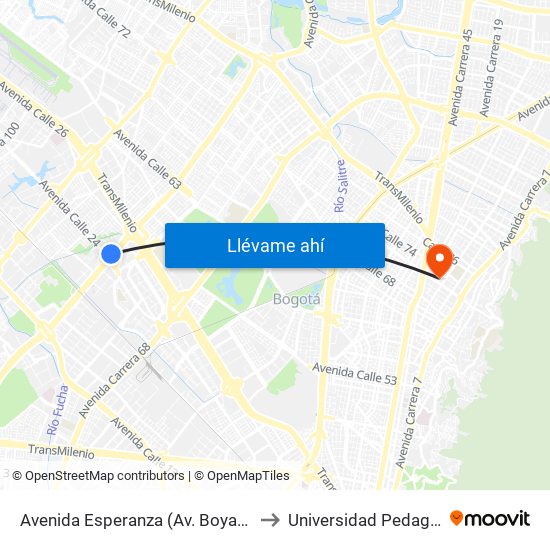 Avenida Esperanza (Av. Boyacá - Av. Esperanza) (A) to Universidad Pedagógica Nacional map