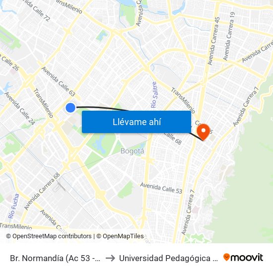 Br. Normandía (Ac 53 - Kr 70d) to Universidad Pedagógica Nacional map