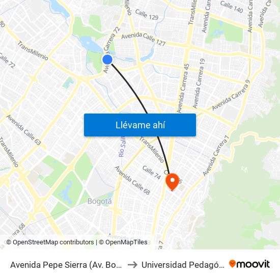 Avenida Pepe Sierra (Av. Boyacá - Cl 116a) (A) to Universidad Pedagógica Nacional map