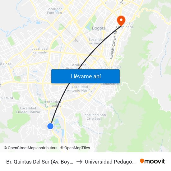 Br. Quintas Del Sur (Av. Boyacá - Cl 70b Sur) to Universidad Pedagógica Nacional map