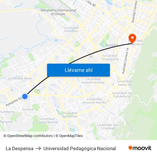 La Despensa to Universidad Pedagógica Nacional map