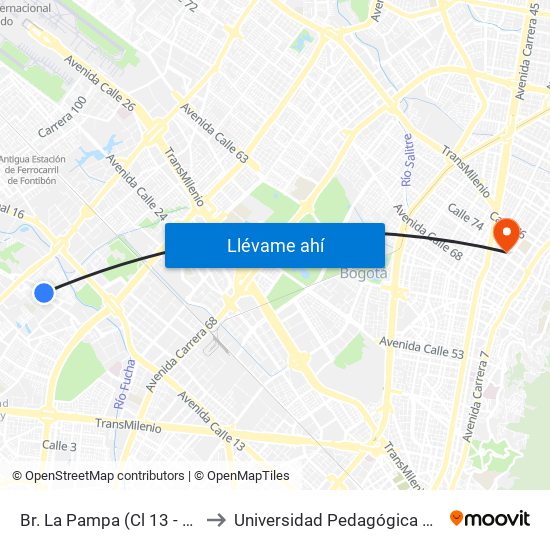 Br. La Pampa (Cl 13 - Kr 80d) to Universidad Pedagógica Nacional map