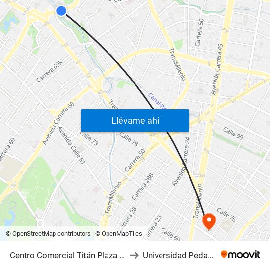 Centro Comercial Titán Plaza (Av. Boyacá - Cl 93) (B) to Universidad Pedagógica Nacional map