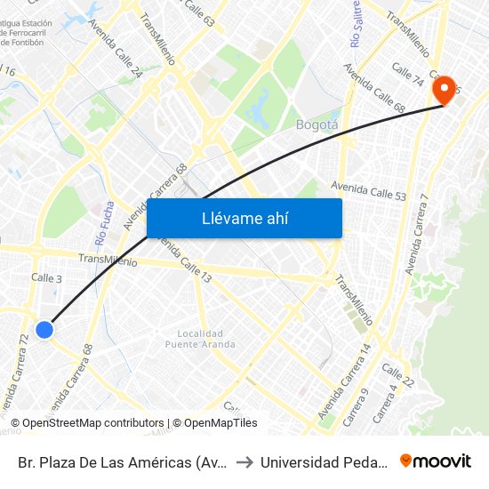 Br. Plaza De Las Américas (Av. 1 De Mayo - Kr 69c) (E) to Universidad Pedagógica Nacional map