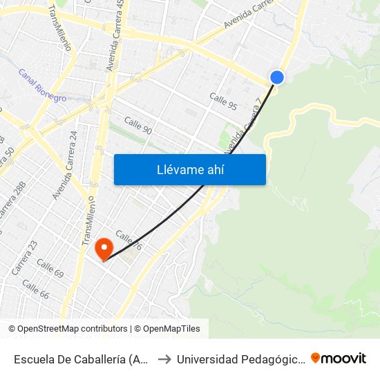 Escuela De Caballería (Ak 7 - Cl 101) to Universidad Pedagógica Nacional map