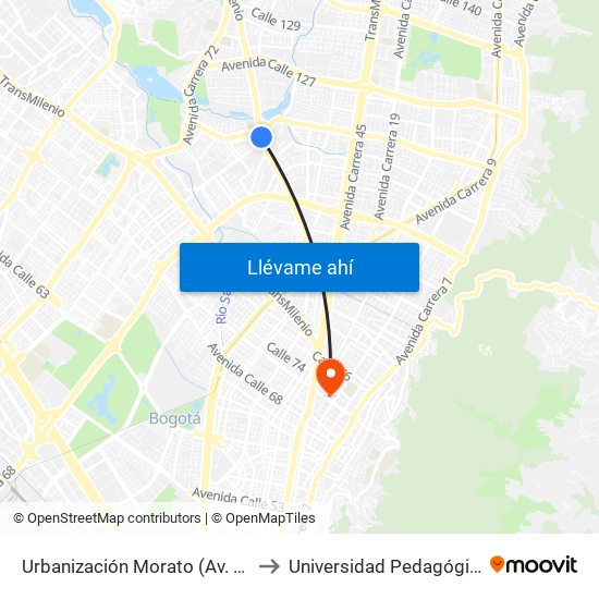 Urbanización Morato (Av. Suba - Cl 115) to Universidad Pedagógica Nacional map