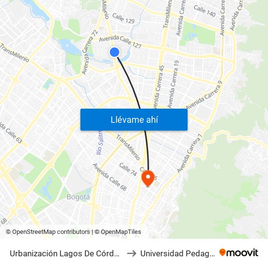 Urbanización Lagos De Córdoba (Av. Suba - Cl 120) to Universidad Pedagógica Nacional map