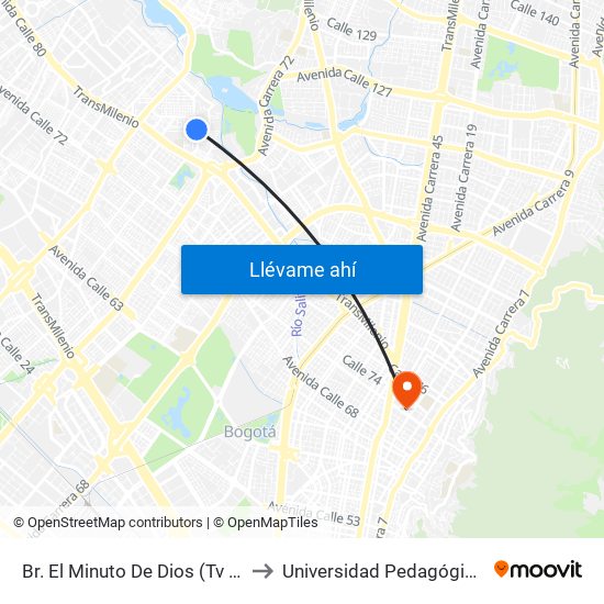 Br. El Minuto De Dios (Tv 76 - Dg 81i) to Universidad Pedagógica Nacional map
