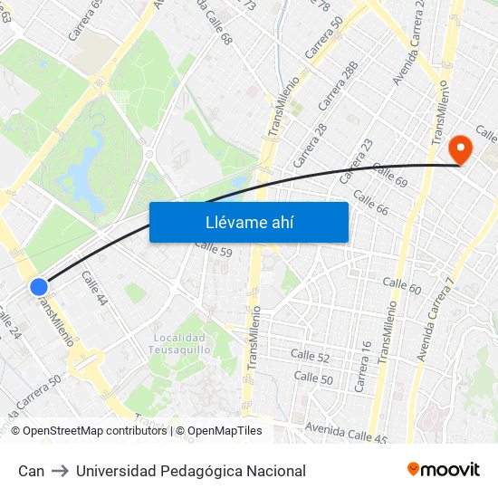 Can to Universidad Pedagógica Nacional map