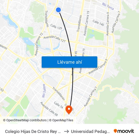 Colegio Hijas De Cristo Rey (Ac 138 - Av. Villas) to Universidad Pedagógica Nacional map