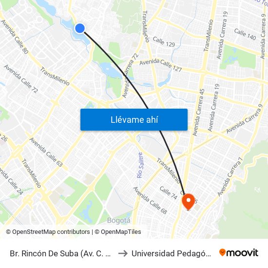 Br. Rincón De Suba (Av. C. De Cali - Kr 95a) to Universidad Pedagógica Nacional map