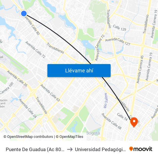 Puente De Guadua (Ac 80 - Kr 119) (B) to Universidad Pedagógica Nacional map