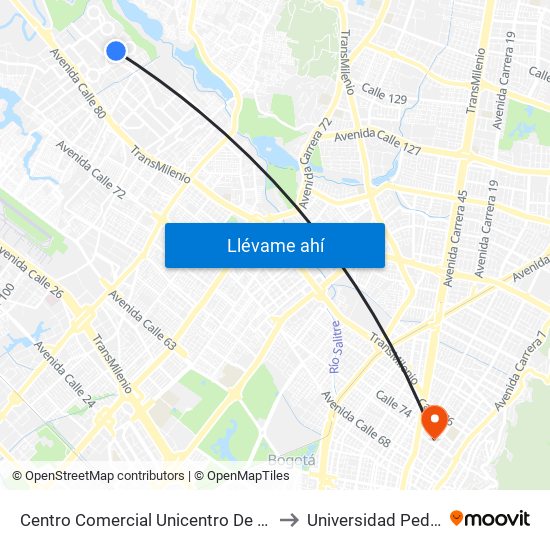 Centro Comercial Unicentro De Occidente (Kr 112f - Dg 86 Bis) to Universidad Pedagógica Nacional map