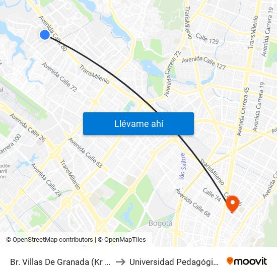 Br. Villas De Granada (Kr 113 - Cl 78) to Universidad Pedagógica Nacional map