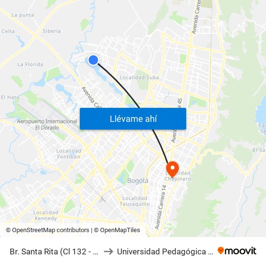 Br. Santa Rita (Cl 132 - Kr 132a) to Universidad Pedagógica Nacional map