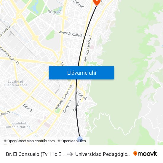 Br. El Consuelo (Tv 11c Este - Cl 1c) to Universidad Pedagógica Nacional map