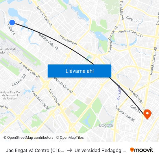 Jac Engativá Centro (Cl 66b - Kr 121) to Universidad Pedagógica Nacional map