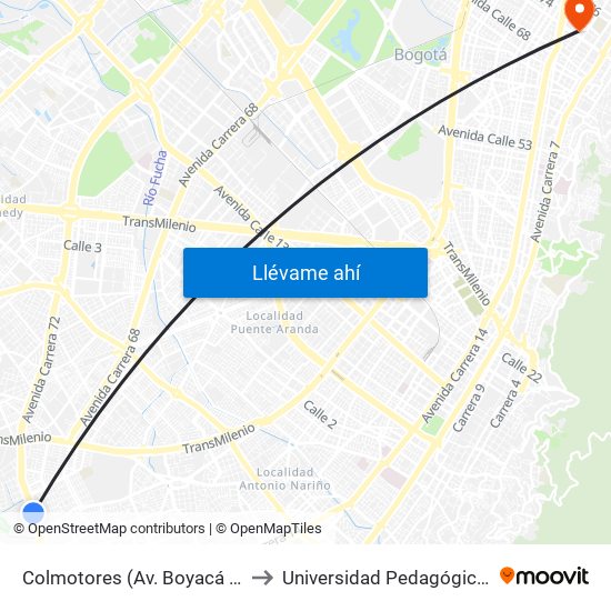 Colmotores (Av. Boyacá - Kr 35) (A) to Universidad Pedagógica Nacional map