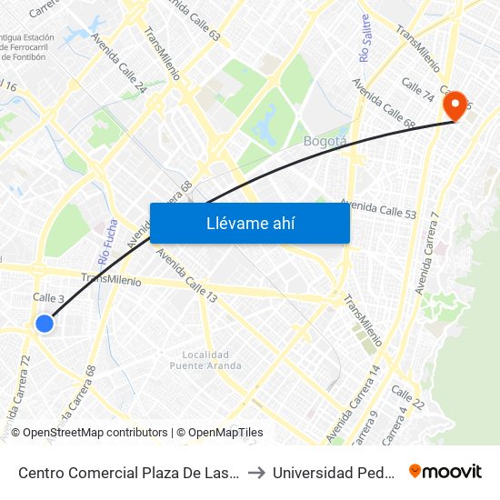 Centro Comercial Plaza De Las Américas (Cl 3 Sur - Kr 71) to Universidad Pedagógica Nacional map