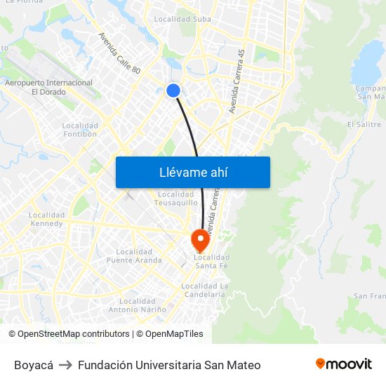 Boyacá to Fundación Universitaria San Mateo map