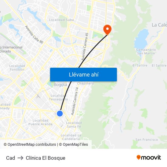 Cad to Clínica El Bosque map