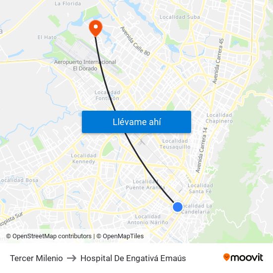 Tercer Milenio to Hospital De Engativá Emaús map