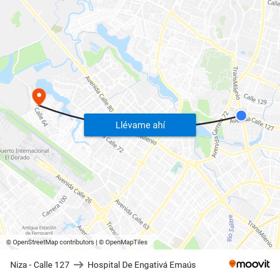Niza - Calle 127 to Hospital De Engativá Emaús map
