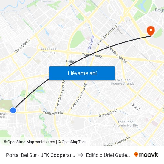 Portal Del Sur - JFK Cooperativa Financiera to Edificio Uriel Gutiérrez (861) map