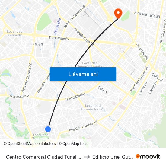Centro Comercial Ciudad Tunal (Ak 24a - Cl 48b Sur) to Edificio Uriel Gutiérrez (861) map