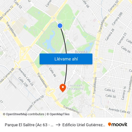 Parque El Salitre (Ac 63 - Ak 68) to Edificio Uriel Gutiérrez (861) map