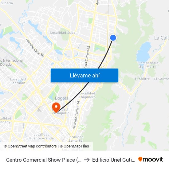 Centro Comercial Show Place (Ak 7 - Ac 147) (A) to Edificio Uriel Gutiérrez (861) map