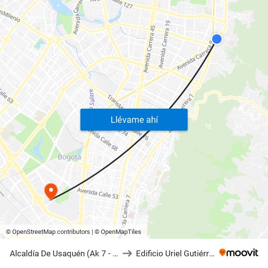 Alcaldía De Usaquén (Ak 7 - Cl 119) (A) to Edificio Uriel Gutiérrez (861) map