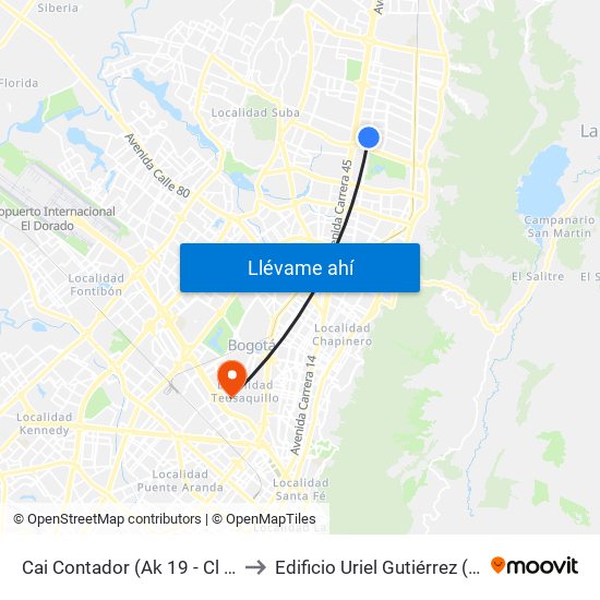 Cai Contador (Ak 19 - Cl 137) to Edificio Uriel Gutiérrez (861) map