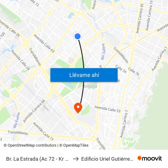 Br. La Estrada (Ac 72 - Kr 69k) (A) to Edificio Uriel Gutiérrez (861) map