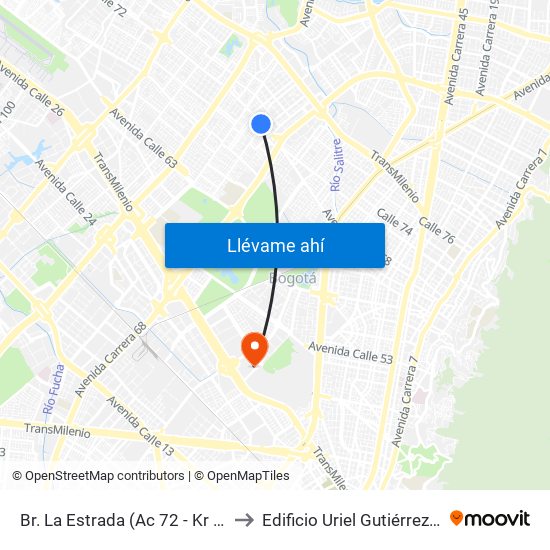 Br. La Estrada (Ac 72 - Kr 69) (A) to Edificio Uriel Gutiérrez (861) map
