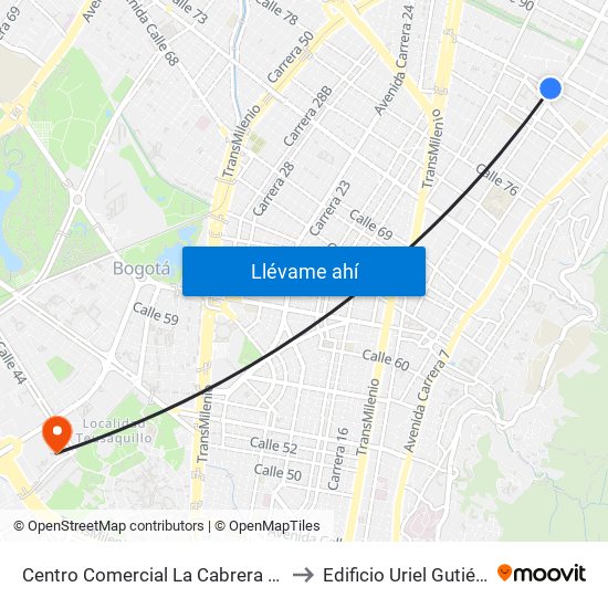 Centro Comercial La Cabrera (Ac 85 - Ak 11) to Edificio Uriel Gutiérrez (861) map