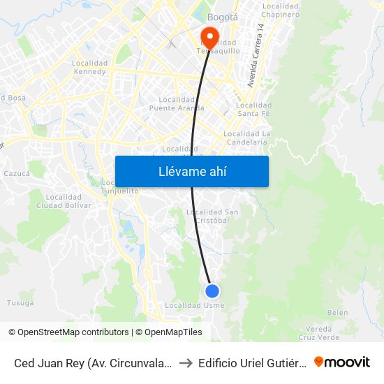 Ced Juan Rey (Av. Circunvalar - Cl 70 Sur) to Edificio Uriel Gutiérrez (861) map