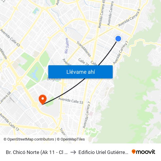 Br. Chicó Norte (Ak 11 - Cl 94a) (A) to Edificio Uriel Gutiérrez (861) map